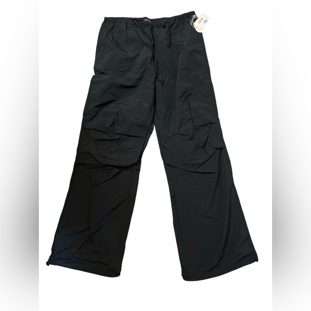 Blashe Black Parachute Wide-Leg Pants with Elastic Waist and Adjustable Hems NWT